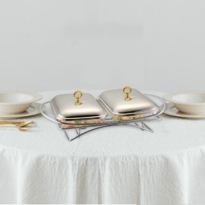 Съд за топло сервиране Klausberg KB 7922, 2х1.5 л, Термоустойчиво стъкло, Инокс/златист