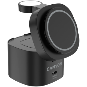 Безжична зарядна станция CANYON OnCharge 405, 4 in 1 Wireless Charging Stand, 30W max, Size: 70x70x70.3mm, weight: 414g, with 65W charger and 1M cable, black