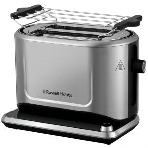 Тостер за хляб Russell Hobbs Attentiv 26210-56, 1640W, 2 филии, 6 степени, Центриране, Сензорно управление, LED, Запаметяване, Високо повдигане, Без BPA и PFAS, Инокс/черен