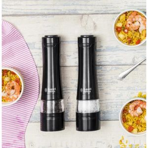 Електрически мелнички за сол и пипер Russell Hobbs Black 28010-56, Керамичен механизъм, LED, Черен