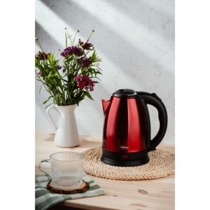 Електрическа кана ROSBERG R51230IR, 1800W, 1.8 L, Защита, Инокс/червен