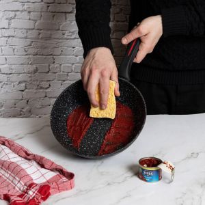 Комплект тенджери и тигани Royalty Line FD10, 10 части, Лят алуминий, Greblon мраморно покритие, Индукция, Червен