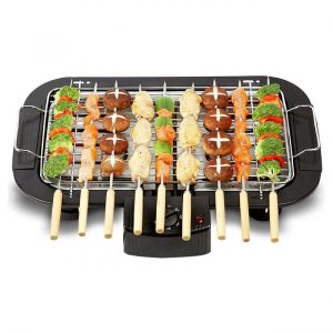 Електрическа скара Royalty Line RL-SBGT2000, 2000W, 38х28 см, Сгъваема стойка, 200C, Термостат, Тава за отцеждане, Черен