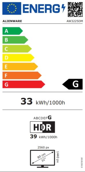 Монитор DELL Alienware AW3225DM, 31.5" VA Curved 1500R, WQHD (2560x1440) 180Hz, 16:9, 1ms, 400cd/m2, 3000:1, AMD FreeSync, 2xHDMI, 1xDP, Black