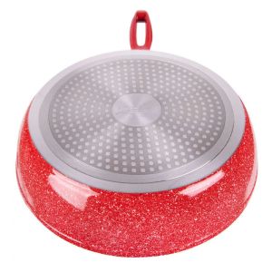 Дълбок тиган с капак Voltz V54419A26CD, 26 см, 6.5 см, Мраморно покритие, Индукция, Червен
