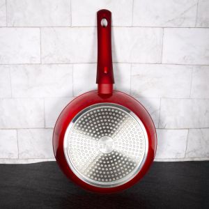 Комплект тенджери и тигани Royalty Line FD10, 10 части, Лят алуминий, Greblon мраморно покритие, Индукция, Червен