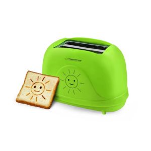 Тостер Esperanza EKT003 Smiley, 750W, 2 печата с усмивка, 7 степени, Зелен