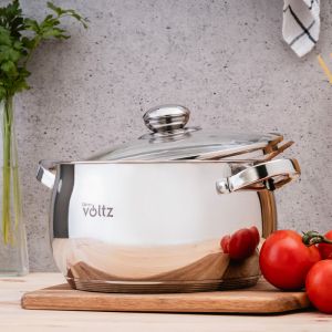 Комплект тенджери Oliver Voltz OV51210G8B, 8 части, Многослойно дъно, Индукция, Неръждаема стомана, Сребрист