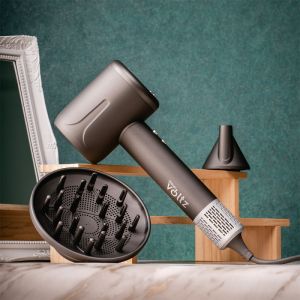 Сешоар с безчетков мотор Oliver Voltz OV51100Q, 1600W, 110000 об/мин, 3 скорости, 4 настройки, Студена струя, Черен