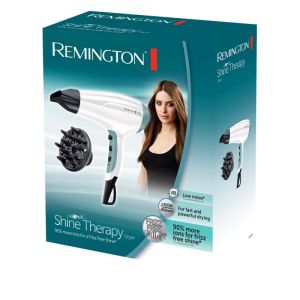 Сешоар Remington D5216, 2300W, Йонизираща функция, 2 скорости, 3 темп, Дифузер/концентратор, Бял