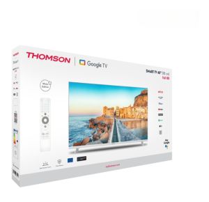 Телевизор Thomson 40" FHD Google TV; 1920 x 1080 (FHD), DLED, 60 Hz, HDR10, Dolby Audio, Google Cast, DVB-T/T2/C/S/S2, Wi-Fi, Bluetooth, LAN, HDMI 3 (1.4), USB 2 (2.0), Hotel mode, Side Feet, Black