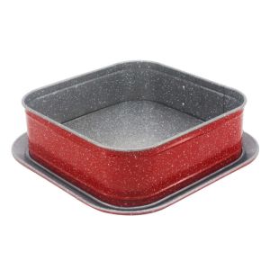 Форма с падащо дъно Voltz V51223RS, 27.5x27.5 см, Мраморно покритие, Червен