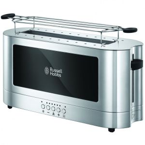 Тостер за хляб Russell Hobbs Elegance 23380-56, 1420W, 2 филии, 6 степени, LED индикация, Lift & Look, Инокс/черен
