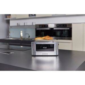 Тостер за хляб Russell Hobbs Elegance 23380-56, 1420W, 2 филии, 6 степени, LED индикация, Lift & Look, Инокс/черен