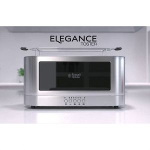 Тостер за хляб Russell Hobbs Elegance 23380-56, 1420W, 2 филии, 6 степени, LED индикация, Lift & Look, Инокс/черен