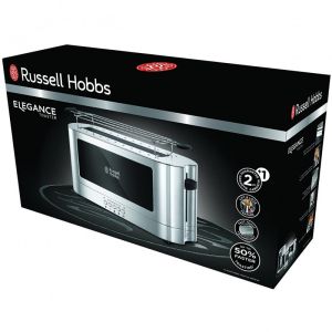 Тостер за хляб Russell Hobbs Elegance 23380-56, 1420W, 2 филии, 6 степени, LED индикация, Lift & Look, Инокс/черен