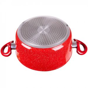 Тенджера Oliver Voltz OV54418A28, 28 см, 6.5 литра, Мраморно покритие, Индукция, Червен емайл