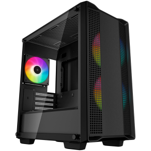 DeepCool CC360 ARGB, Mid Tower, Mini-ITX/Micro-ATX, 1xUSB3.0, 1xUSB2.0, 1xAudio, 3x120mm Pre-Installed ARGB Fans, Tempered Glass, Mesh Panel, Black, R-CC360-BKAPM3-G-1