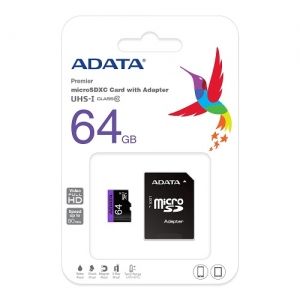 MicroSD памет 64GB ADATA Premier microSDXC Class 10 UHS-I + SD Адаптер - AUSDX64GUICL10-RA1