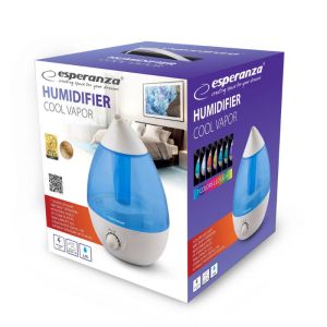 Овлажнител за въздух Esperanza EHA005, 25W, 2.6 л, 3 нива, 300 мл/ч, 40 кв/м., Бял/син