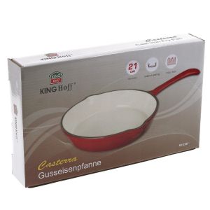 Чугунен тиган Kinghoff KH 2261, 21 см, Емайлиран, Подходящ за фурна, Червен