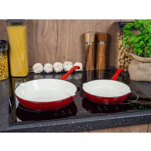 Чугунен тиган Kinghoff KH 2261, 21 см, Емайлиран, Подходящ за фурна, Червен