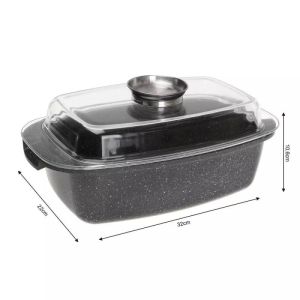 Ростер за фурна и котлон Kinghoff KH 1608, 5.5 литра, Капак с дозатор, Мраморно покритие, Индукция, Черен