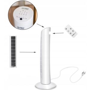 Вентилатор кула First Austria FA-5560-1, 60W, За етерични масла, Дистанционно, Таймер, Бял