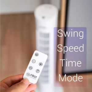 Вентилатор кула First Austria FA-5560-1, 60W, За етерични масла, Дистанционно, Таймер, Бял