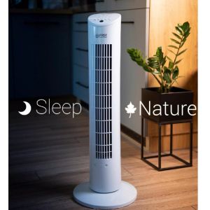 Вентилатор кула First Austria FA-5560-1, 60W, За етерични масла, Дистанционно, Таймер, Бял