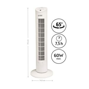 Вентилатор кула First Austria FA-5560-1, 60W, За етерични масла, Дистанционно, Таймер, Бял