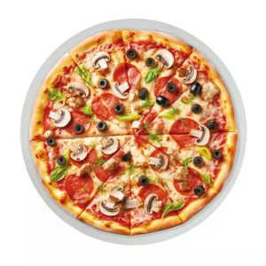 Каменна плоча за печене и сервиране на пица Klausberg KB 7788, 33 см, Метални дръжки, Бял