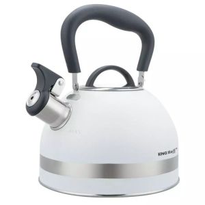 Свирещ чайник Kinghoff KH 1852, 1.8 л, Индукция, Топлоизолирана дръжка, Бял