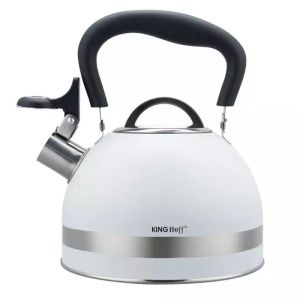 Свирещ чайник Kinghoff KH 1852, 1.8 л, Индукция, Топлоизолирана дръжка, Бял