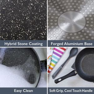 Касерола с капак Royalty Line RL-FSN18, 18 см, 1.8 л, Гранитно покритие, Индукция, Черен