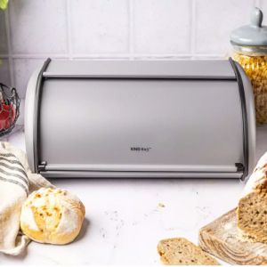 Кутия за хляб Kinghoff KH 1863, 44 см, Лека и здрава конструкция, Стомана, Сив