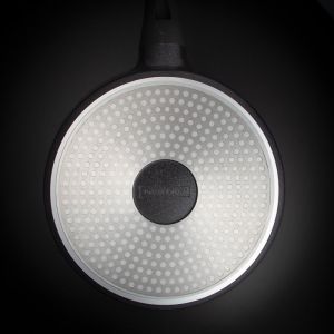 Комплект тенджери и тигани Royalty Line Premium RL-OS1014M, 17 ч, Отливка, Greblon мраморно покритие, Индукция, Черен