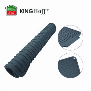 Силиконова подложка за сушене на съдове KH 1905, 46х40 см, Неплъзгаща се повърхност, Ръб за оттичане, Навиваща се, Сив