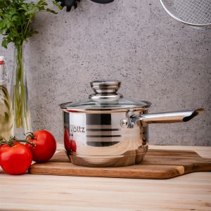 Комплект тенджери и тигани Oliver Voltz OV51210R20B, 20 части, Многослойно дъно, Индукция, Неръждаема стомана, Аксесоари, Сребрист