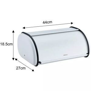 Кутия за хляб Kinghoff KH 1864, 44 см, Плавно отваряне и затваряне, Стомана, Бял