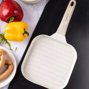 Грил тиган Klausberg KB 7812, 18.5см, Мраморно покритие, Хладна на допир дръжка, Индукция, Бежов