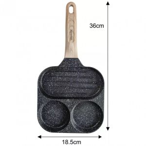 Тиган с 3 отделения Klausberg KB 7816, 18.5 см, Мраморно покритие, Индукция, Черен