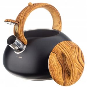 Свирещ чайник Klausberg KB 7565, 3 л, Дебелостенна основа, Индукция, Черен/кафяв