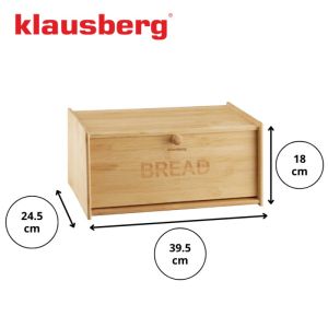 Кутия за хляб Klausberg KB 7933, 39.5 см, Бамбук, Кафяв