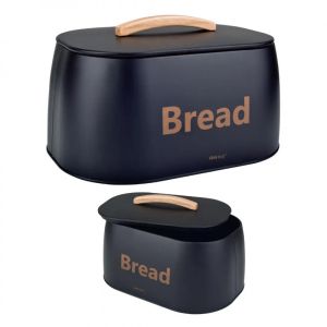 Кутия за хляб Kinghoff KH 1946, 35 см, Метално тяло, Дървена дръжка, Черен