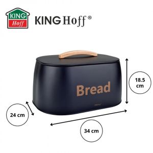 Кутия за хляб Kinghoff KH 1946, 35 см, Метално тяло, Дървена дръжка, Черен
