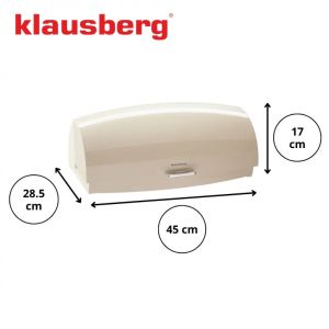 Кутия за хляб Klausberg KB 7932, 45 см, Ергономична дръжка, Метална, Бежов