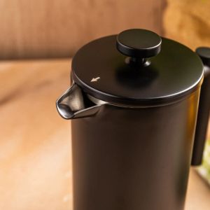 Френска преса за кафе/чай Kinghoff KH 1996, 1 л, Неръждаема стомана, Двойни стени, Черен