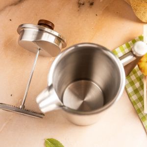 Френска преса за кафе/чай Kinghoff KH 1995, 1 л, Неръждаема стомана, Двойни стени, Инокс