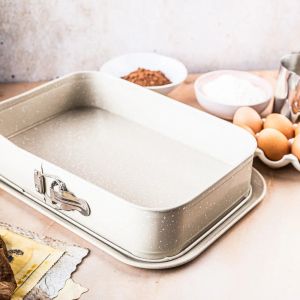 Форма за печене с падащо дъно Kinghoff KH 1978, 39x29x7.5 см, Мраморно покритие, Бежов